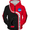 Cincinnati Bearcats Half Color 3D Printed Zipper Hoodie Jacket
