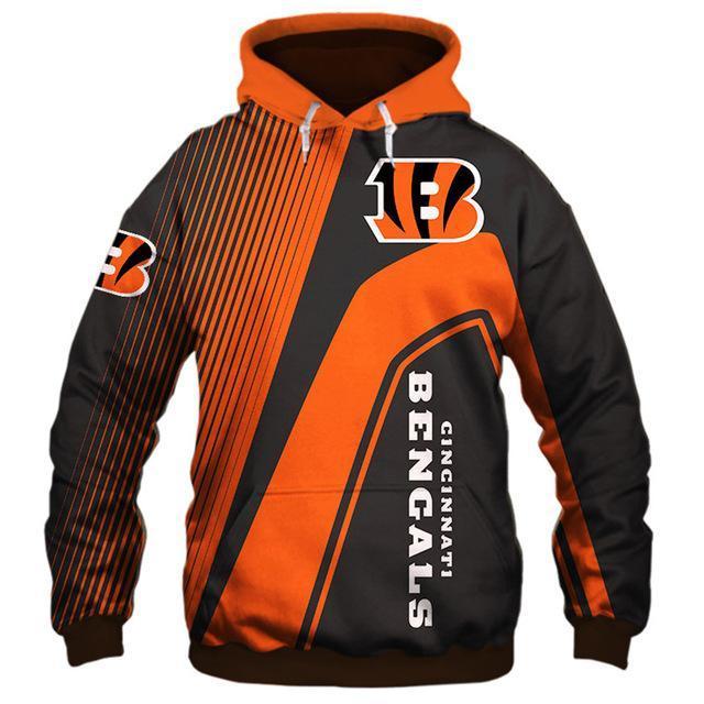 Cincinnati Bengals Hooded Matching Stripe 3D Pullover Hoodie