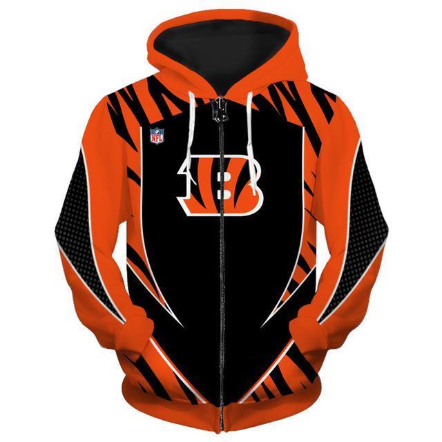 Cincinnati Bengals Middle Logo 3D Printed Zipper Hoodie Jacket