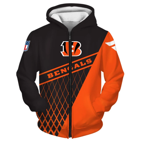 Cincinnati Bengals Top Logo 3D Zipper Hoodie Jacket
