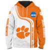 Clemson Tigers Half Color 3D Printed Pullover Hoodie