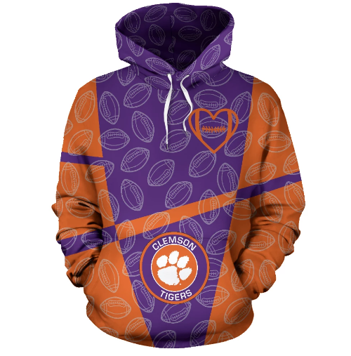 Clemson Tigers Heart In Chest 3D Pullover Hoodie