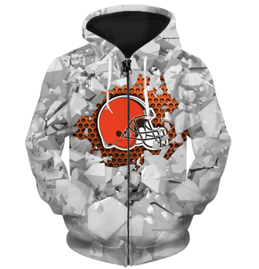 Cleveland Browns Beehives Pattern 3D Zipper Hoodie Jacket