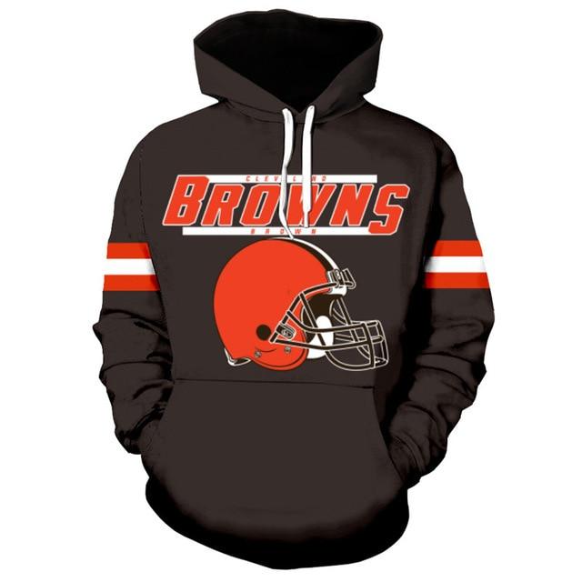 Cleveland Browns Helmet With Team Name 3D Printed Pullover Hoodie