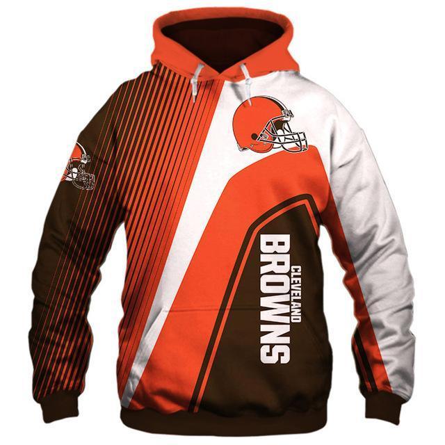 Cleveland Browns Hooded Matching Stripe 3D Pullover Hoodie