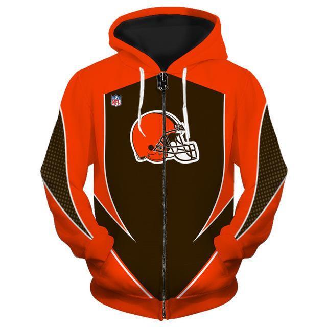 Cleveland Browns Middle Logo 3D Printed Zipper Hoodie Jacket