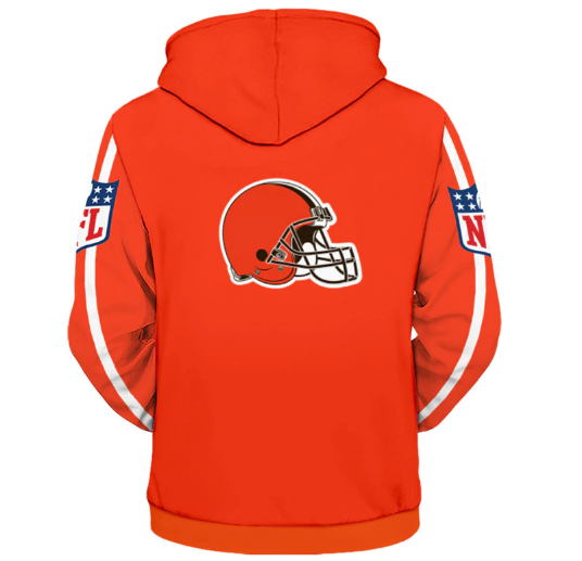 Cleveland Browns Solid Color 3D Zipper Hoodie Jacket - Image 2