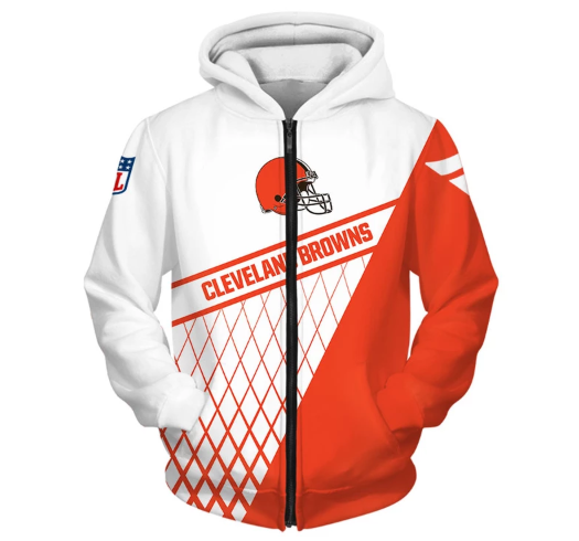 Cleveland Browns Top Logo 3D Zipper Hoodie Jacket