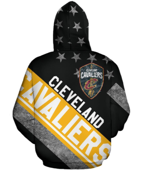 Cleveland Cavaliers Stripe With Stars 3D Printed Pullover Hoodie - Image 2