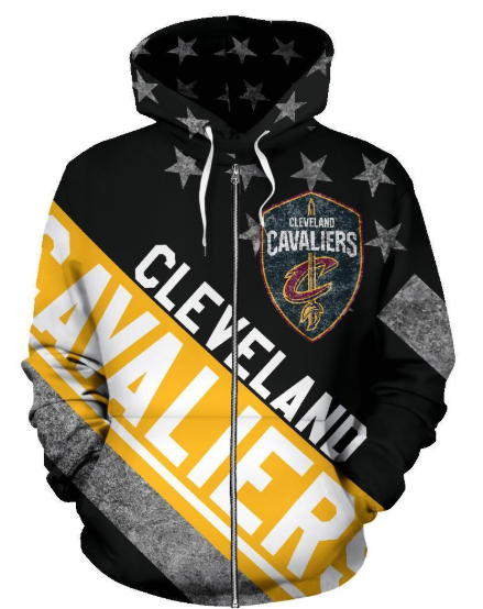 Cleveland Cavaliers Stripe With Stars 3D Printed Zipper Hoodie Jacket