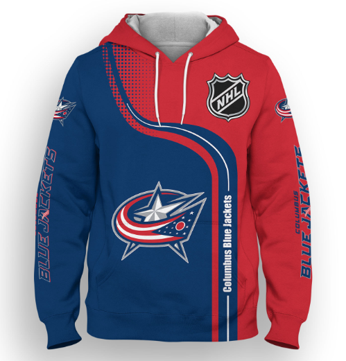 Columbus Blue Jackets Half Color 3D Printed Pullover Hoodie