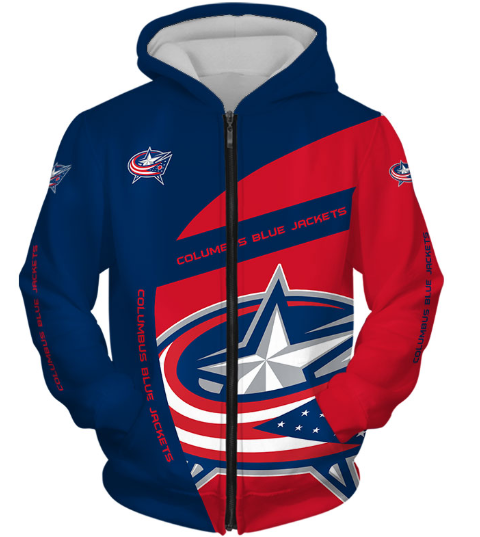 Columbus Blue Jackets Symbol 3D Printed Zipper Hoodie Jacket
