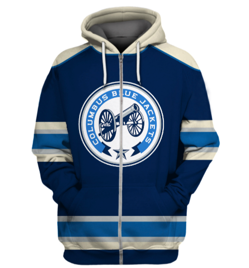 Columbus Blue Jackets Symbol Dark 3D Zipper Hoodie Jacket