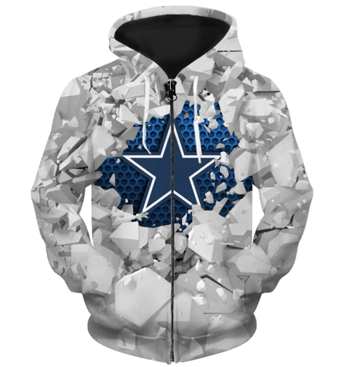 Dallas Cowboys Beehives Pattern 3D Zipper Hoodie Jacket