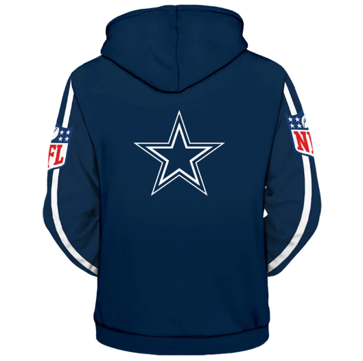 Dallas Cowboys Solid Color 3D Zipper Hoodie Jacket - Image 2
