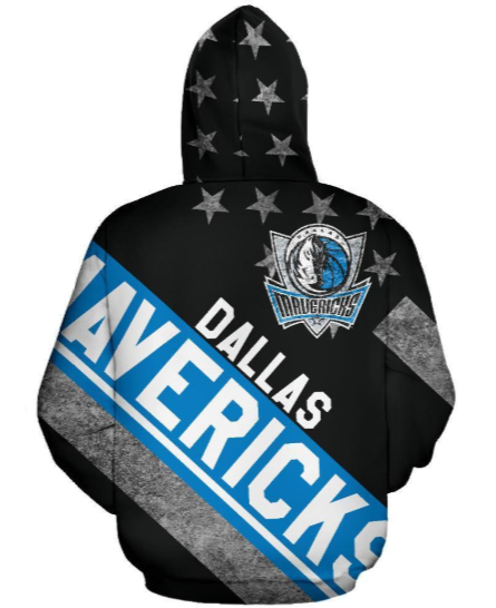 Dallas Mavericks Stripe With Stars 3D Printed Pullover Hoodie - Image 2