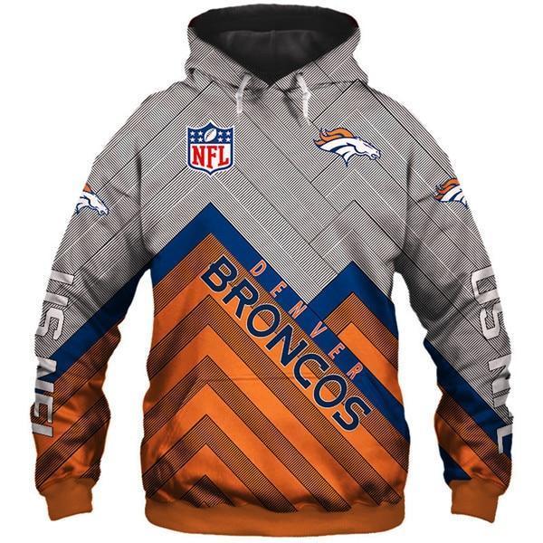 Denver Broncos 3D Logo Name Printed Pullover Hoodie