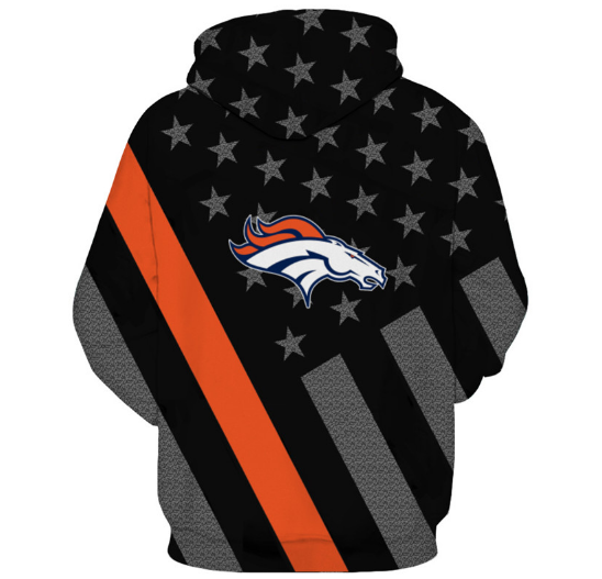 Denver Broncos Black With Multi Star 3D Pullover Hoodie - Image 2