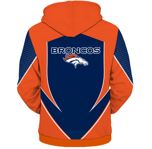 Denver Broncos Middle Logo 3D Printed Zipper Hoodie Jacket - Image 2