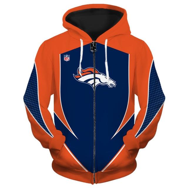 Denver Broncos Middle Logo 3D Printed Zipper Hoodie Jacket