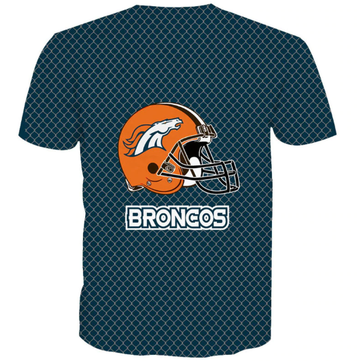 Denver Broncos Stylized Blue Logo 3D T-Shirt - Image 2