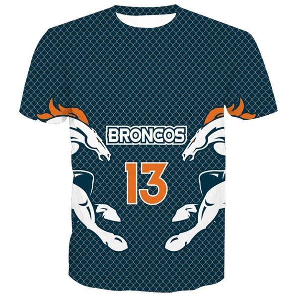 Denver Broncos Stylized Blue Logo 3D T-Shirt