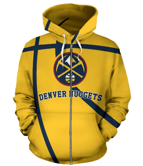 Denver Nuggets Simple 3D Printed Zipper Hoodie Jacket