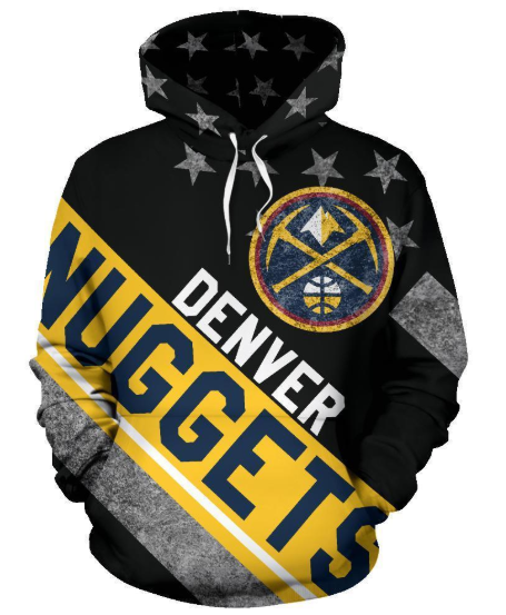 Denver Nuggets Stripe With Stars 3D Printed Pullover Hoodie