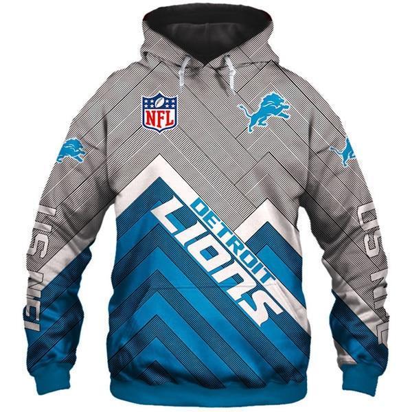 Detroit Lions 3D Logo Name Printed Pullover Hoodie