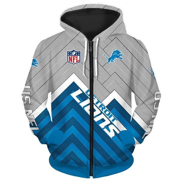 Detroit Lions 3D Zipper Hoodie Jacket