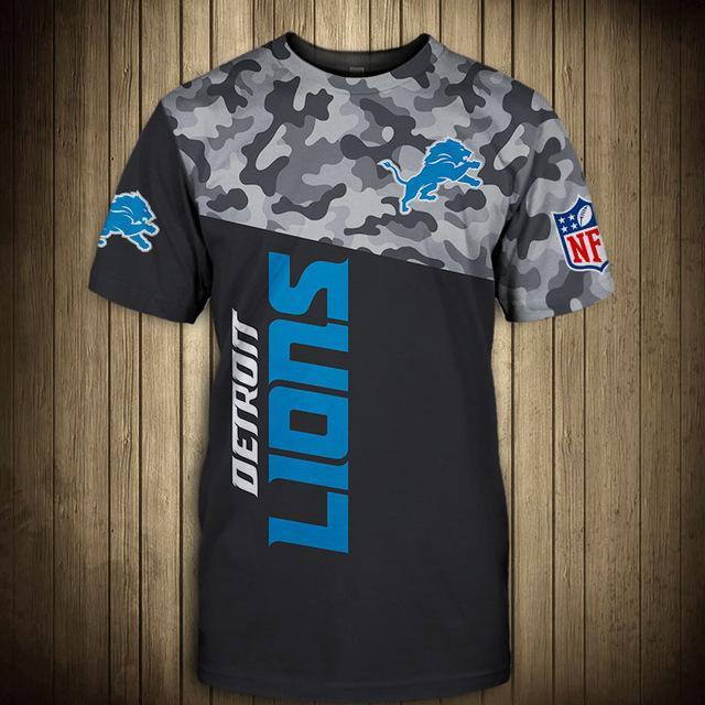 Detroit Lions Half Camo 3D T-Shirt