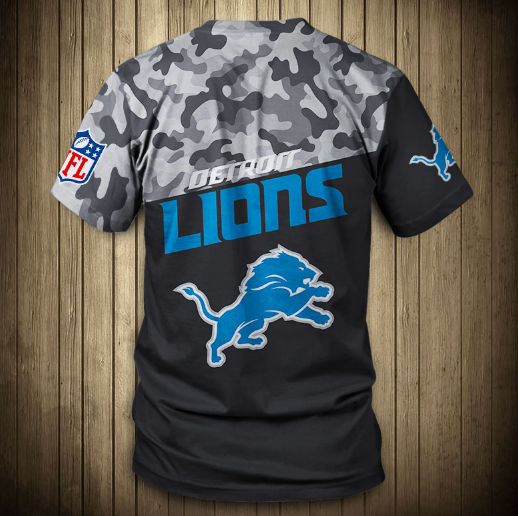 Detroit Lions Half Camo 3D T-Shirt - Image 2