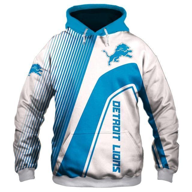 Detroit Lions Hooded Matching Stripe 3D Pullover Hoodie