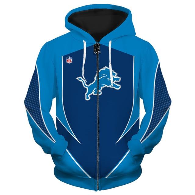 Detroit Lions Middle Logo 3D Printed Zipper Hoodie Jacket