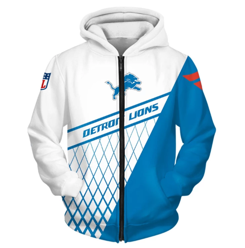 Detroit Lions Top Logo 3D Zipper Hoodie Jacket