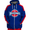 Detroit Pistons Blue Simple 3D Printed Zipper Hoodie Jacket