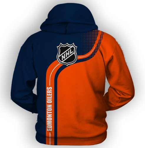 Edmonton Oilers Half Color 3D Printed Pullover Hoodie - Image 2