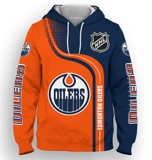 Edmonton Oilers Half Color 3D Printed Pullover Hoodie