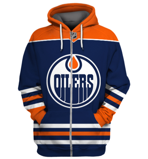 Edmonton Oilers Symbol Blue 3D Zipper Hoodie Jacket