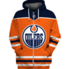 Edmonton Oilers Symbol Orange 3D Zipper Hoodie Jacket