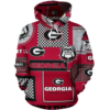 Georgia Bulldogs Red 3D Pullover Hoodie