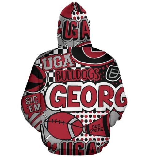 Georgia Bulldogs Stylized Pattern 3D Pullover Hoodie - Image 2