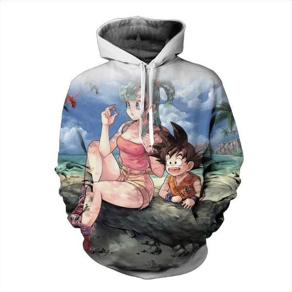 Goku x Bulma Dragon Ball Z 3D Pullover Hoodie