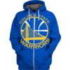 Golden State Warriors Blue Simple 3D Printed Zipper Hoodie Jacket