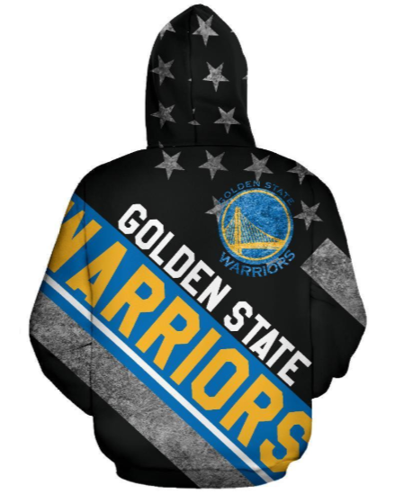 Golden State Warriors Stripe With Stars 3D Printed Pullover Hoodie - Image 2