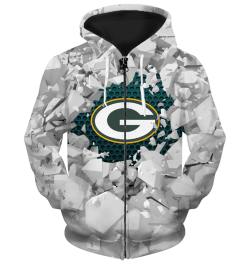 Green Bay Packers Beehives Pattern 3D Zipper Hoodie Jacket