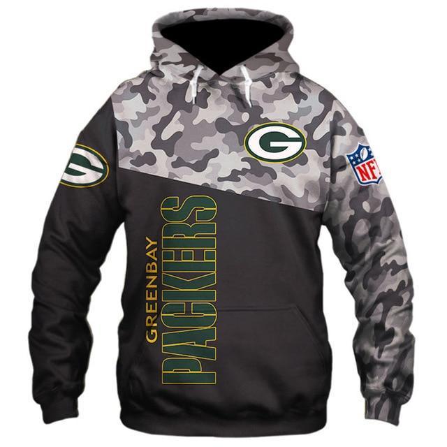Green Bay Packers Half Camo 3D Pullover Hoodie