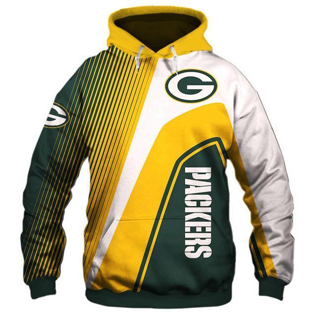 Green Bay Packers Hooded Matching Stripe 3D Pullover Hoodie