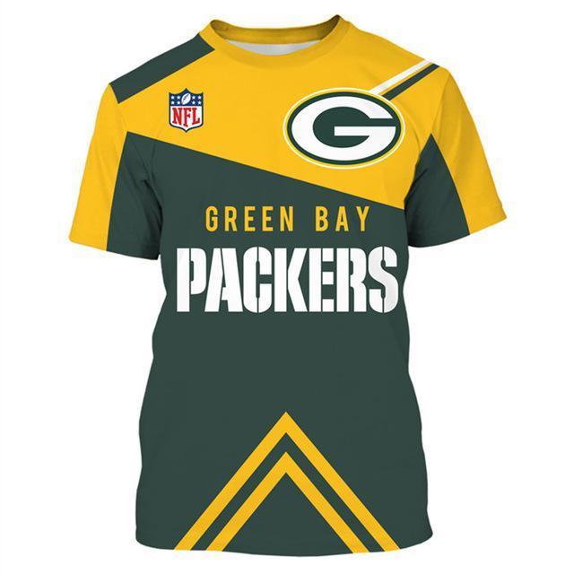 Green Bay Packers Logo With Team Name 3D Printed T-Shirt