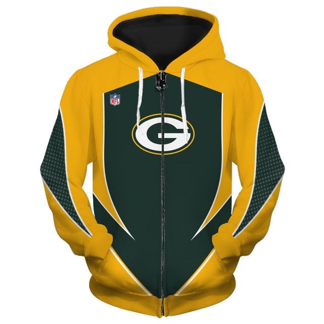 Green Bay Packers Middle Logo 3D Printed Zipper Hoodie Jacket